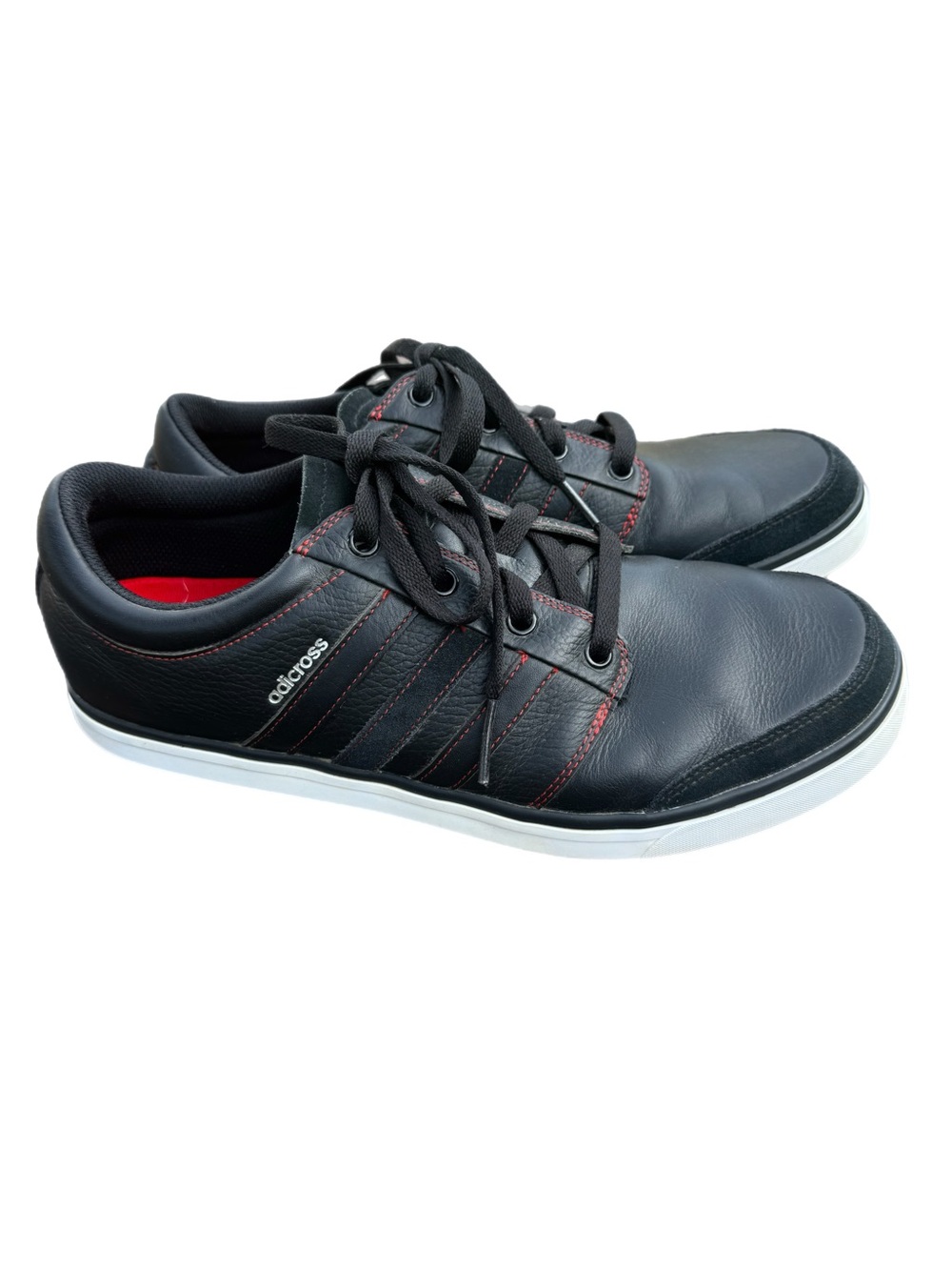 Adidas Adicross Gripmore Golf Shoes Black Leather Sneakers Spikeless Size 10.5